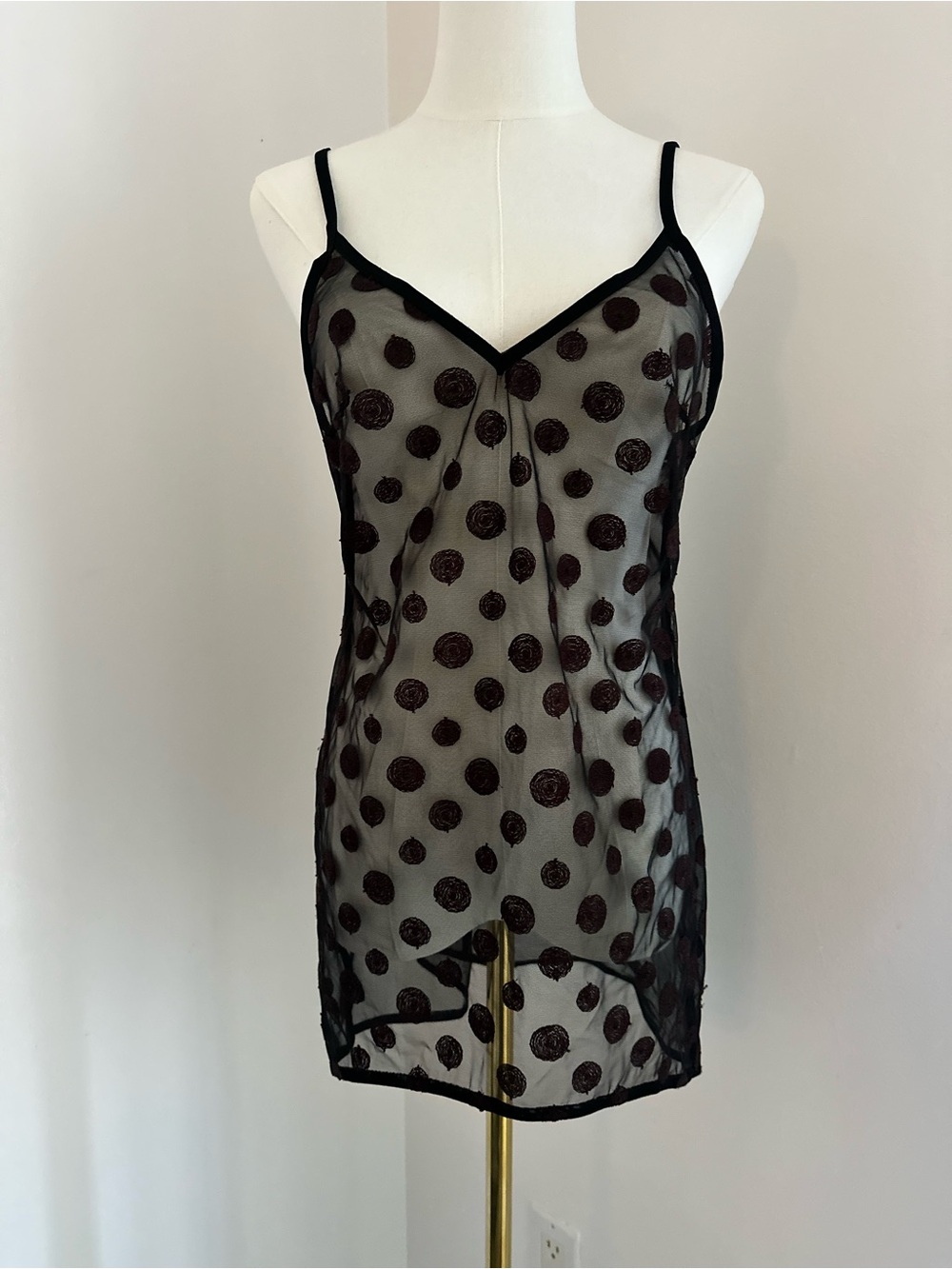 La Perla Sheer Polka Dot Slip Dress - Black #059